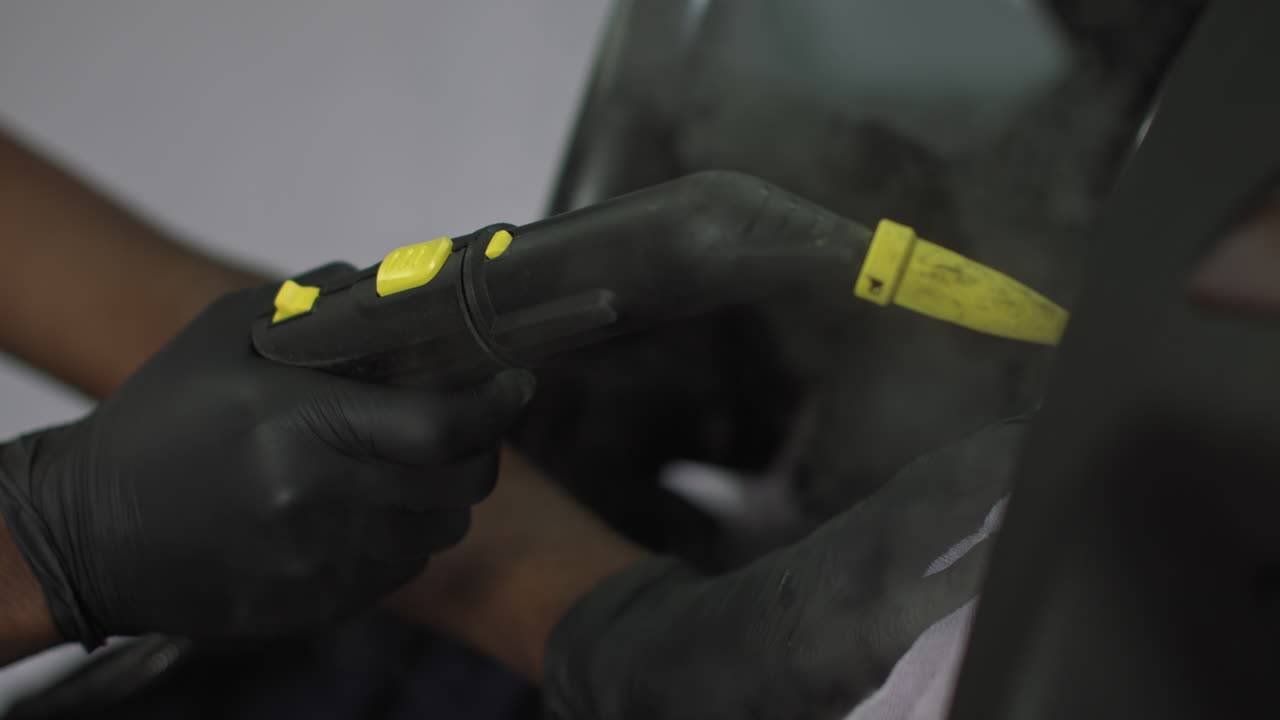 Car Detailing Process with Steam Cleaner