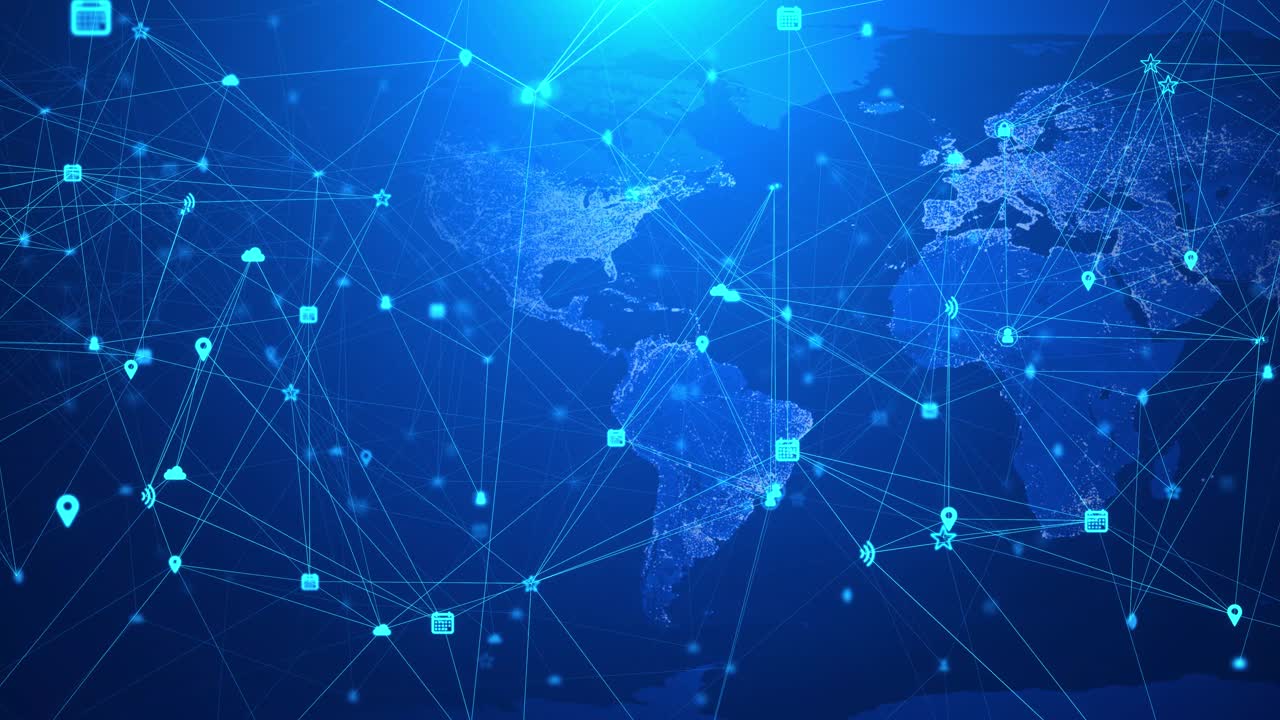 High tech of a 3d network connection structure digital data lines animation global economic news