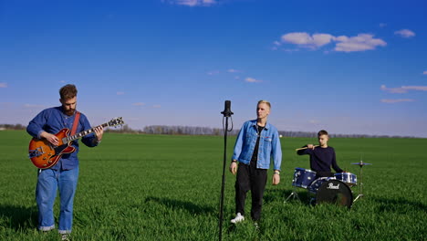 band performing in a field