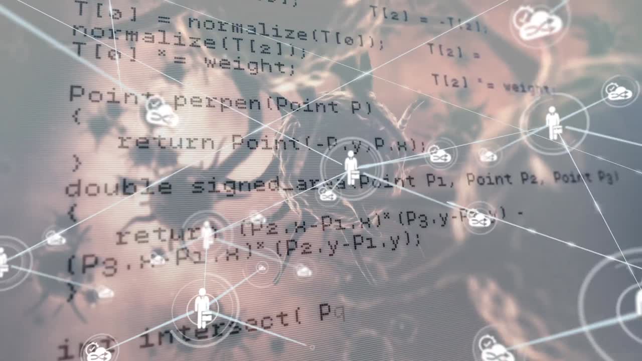 다수의 코로나19 세포에 대한 디지털 아이콘 및 데이터 처리 네트워크