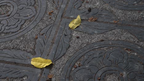stone pavement design up-close cement hanoi vietnam square floral motif