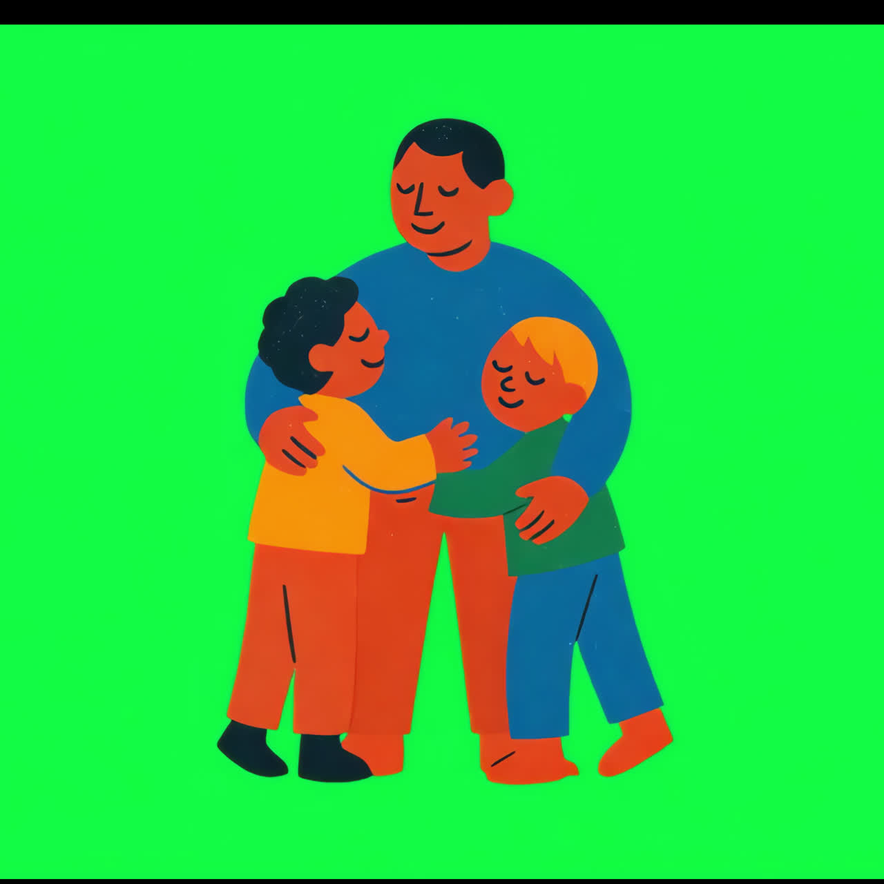 Family love and joyful embrace animation isolated asset, transparent 4K ...