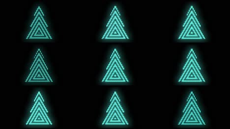 Neon Christmas trees pattern on black gradient
