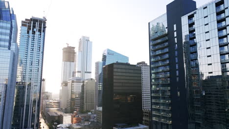 modern city skyline with skyscrapers and construction