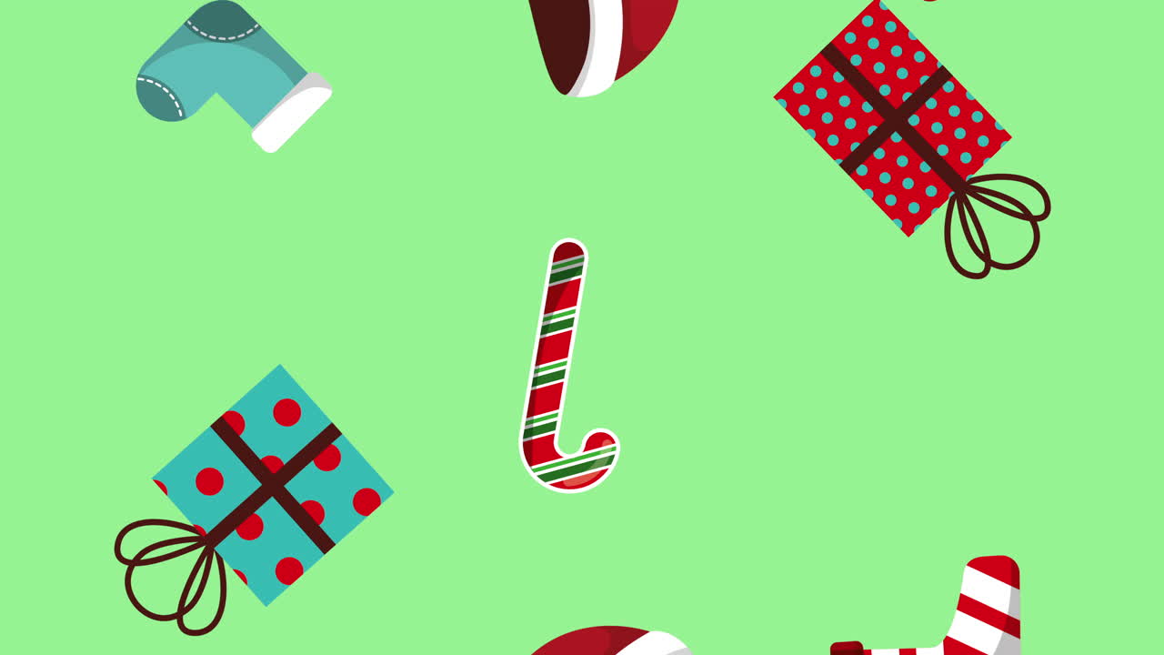 feliz tarjeta de navidad con iconos de decoración establecidos