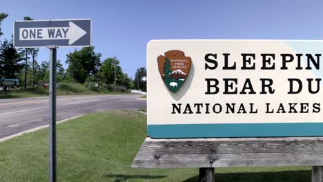 sleeping bear dunes national lakeshore sign at the phillip a