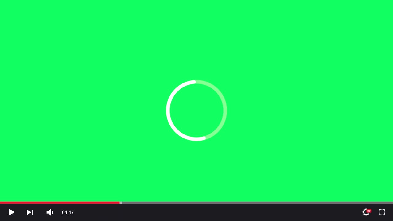 Animazione di caricamento del lettore video web su schermo verde. Altamente dettagliato 4K