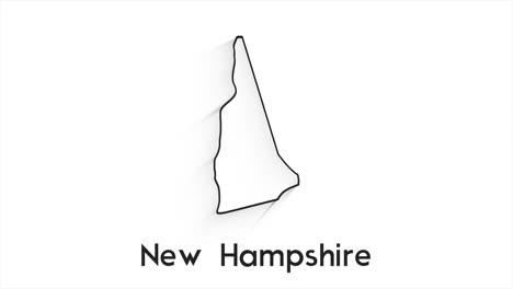 미국 뉴햄프셔 주 (new hampshire state of the united states of america) - 지도에 있는 애니메이션 라인 위치 마커, 비디오에서 화면 투명성 모드로 사용하기 쉽다.