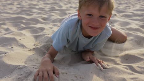 playful kid on the beach