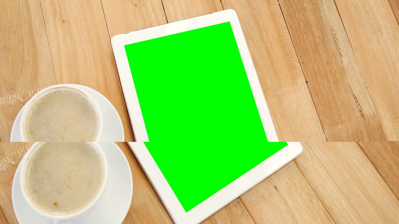 Coffee cup with digital tablet