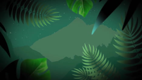 animation of water droplets over green leaves framing green background