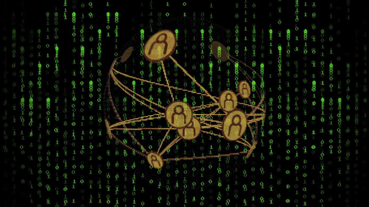 이진 코딩을 통한 아이콘으로 연결 네트워크의 애니메이션