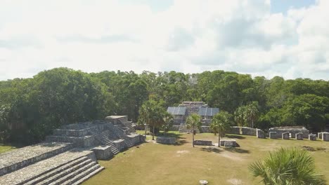 drone shot of mayan ruins