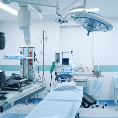 empty modern surgery room. light operating room for plastic surgery with modern medical equipment. no people.