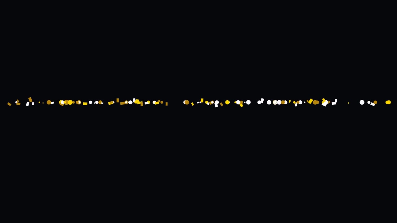 Abstract Gold and Silver Confetti Falling on Black Background