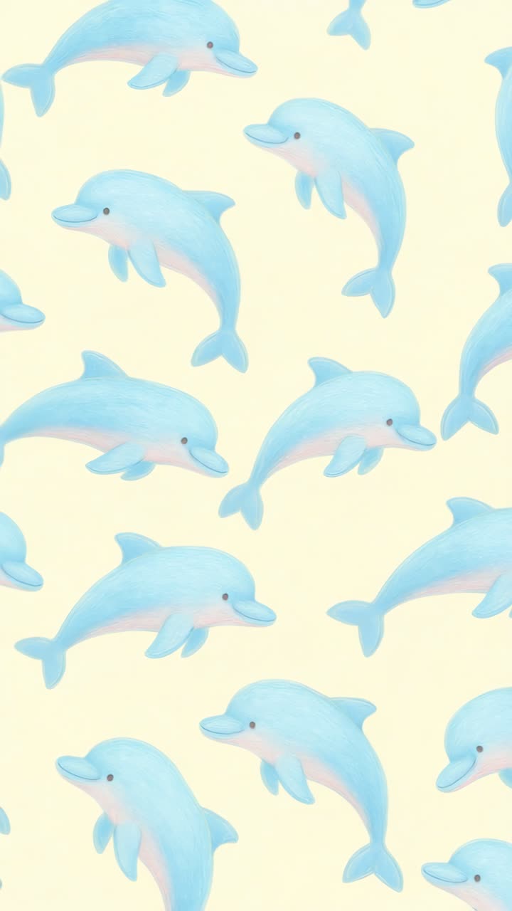 Playful dolphins pattern in pastel blue on a cream background