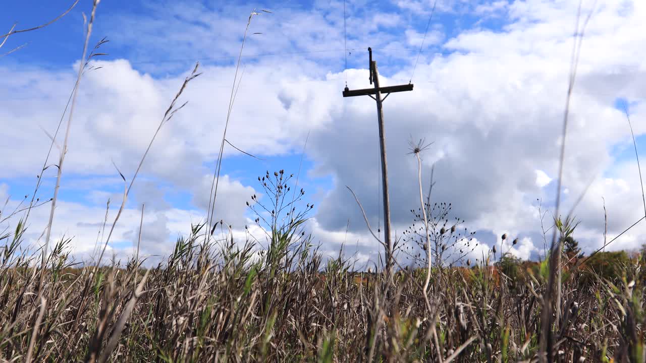 가을의 전화선과 하늘