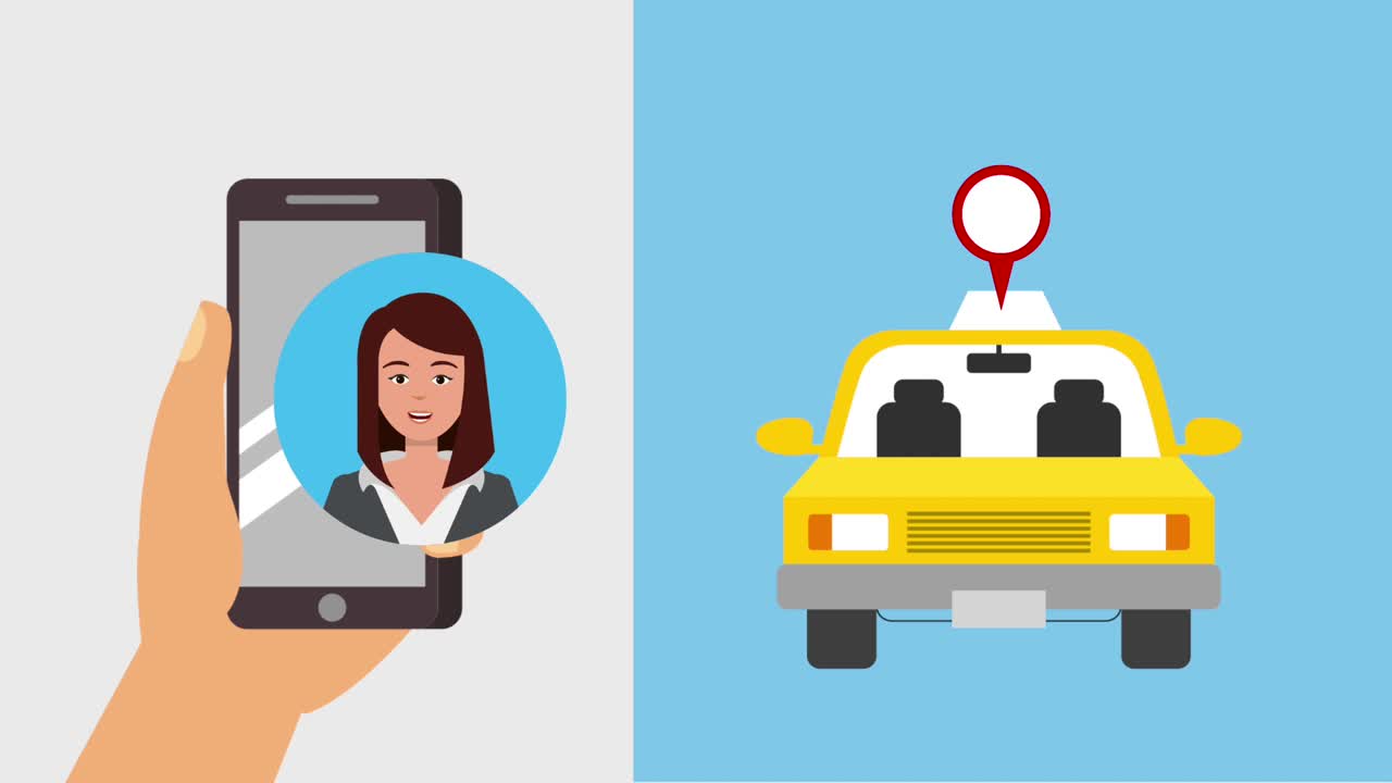 mano con mujer móvil servicio de transporte ubicación del taxi