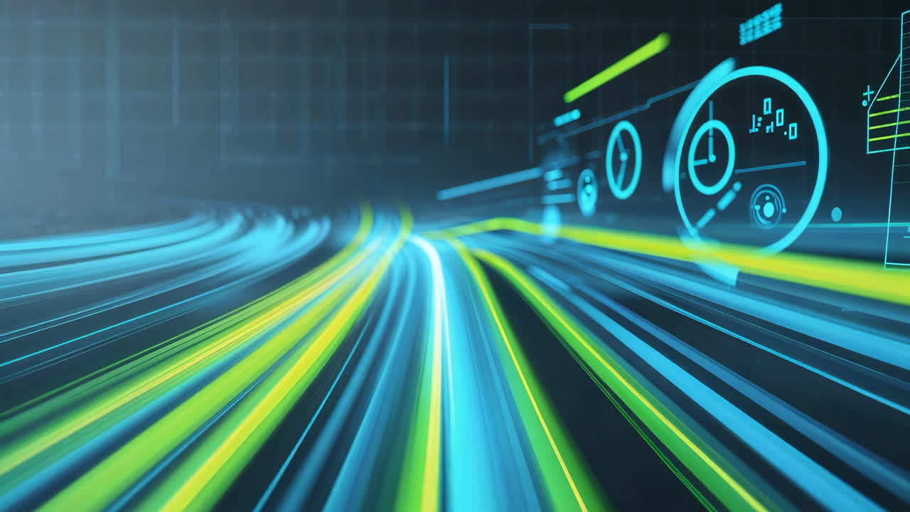 Abstract Light Trails Depicting Speed and Data Flow