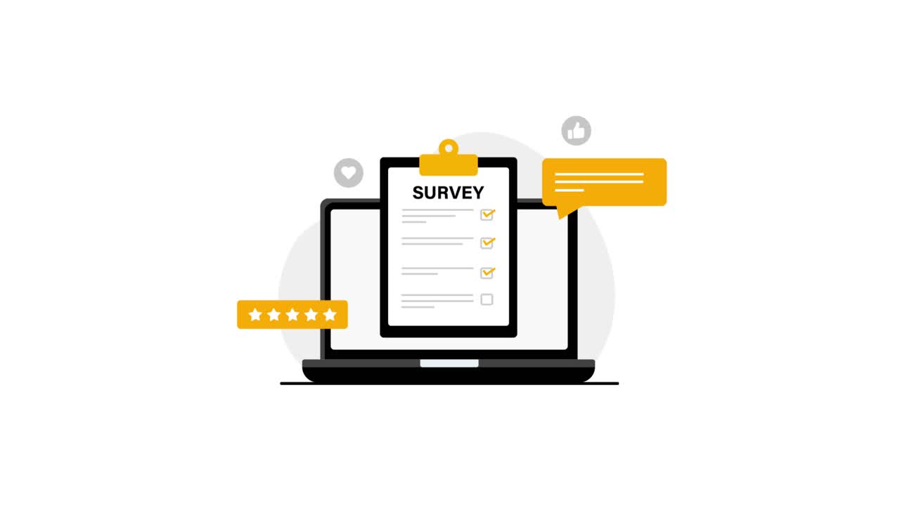 Online Survey Form on Laptop with Customer Feedback Icons