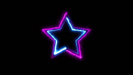 star colorful of neon line blaze glowing flashing animation loop moving random on a black background.