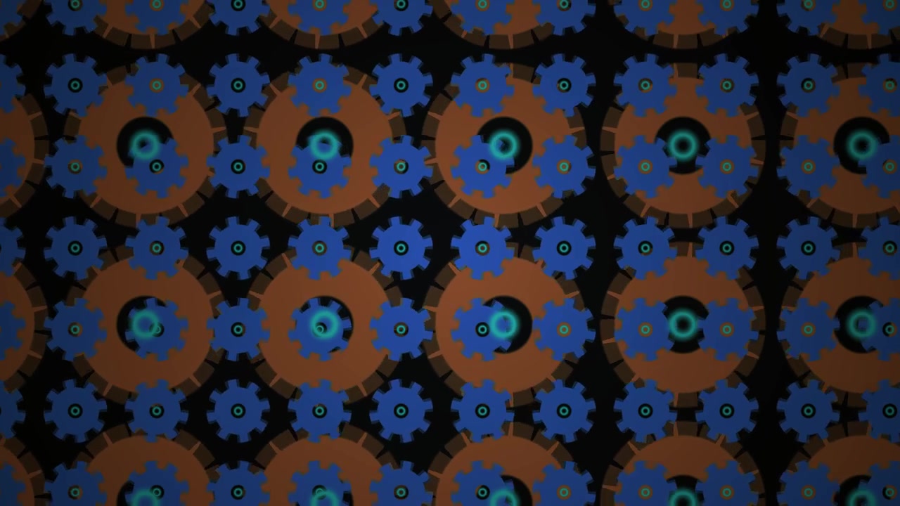 Interlocking Gears Rotating in a Seamless Mechanical Pattern