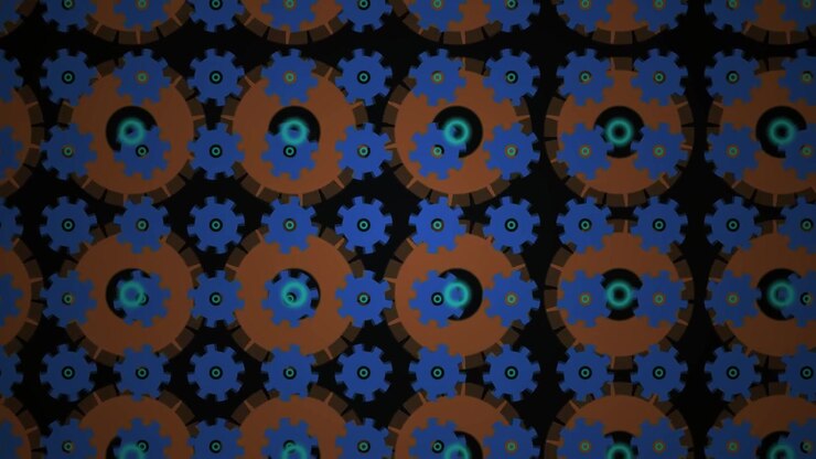 Interlocking Gears Rotating in a Seamless Mechanical Pattern