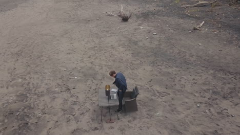 man working alone in tropics
