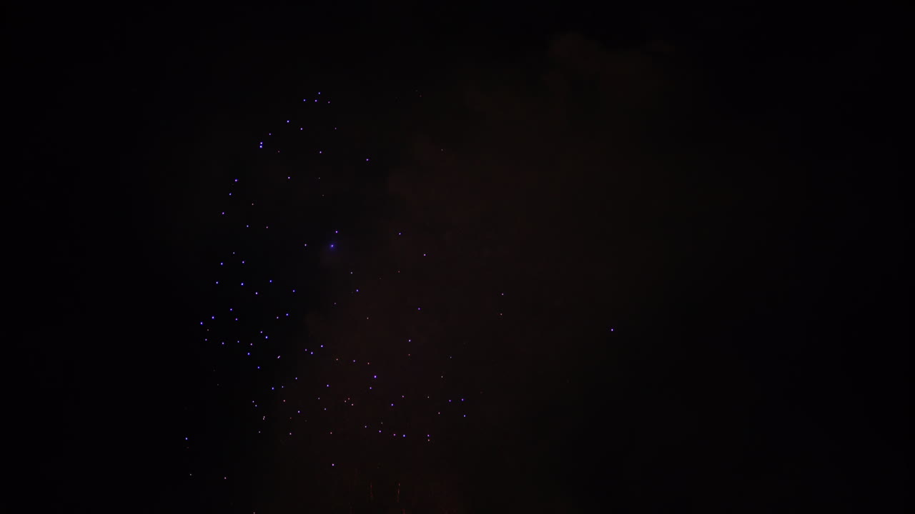 Fireworks at the Cannes Fireworks Festival at night, France, slow motion