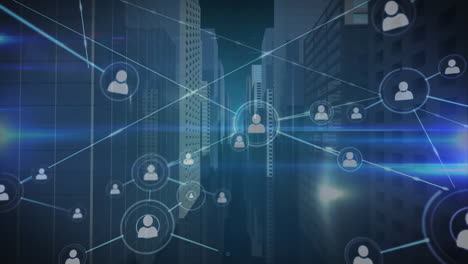 network of connections moving