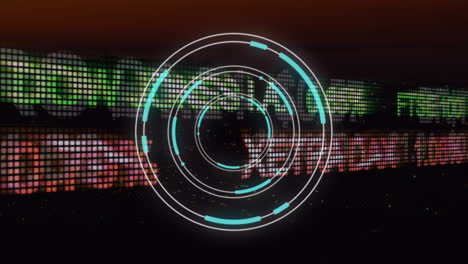 animación de la exploración del alcance sobre el mercado de valores en fondo negro