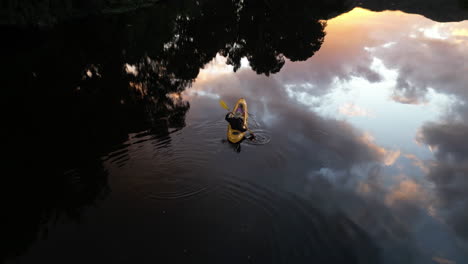 Nature,-lake-and-kayak-from-above-with-landscape