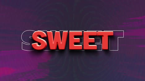 animation of sweet text over glowing moving background