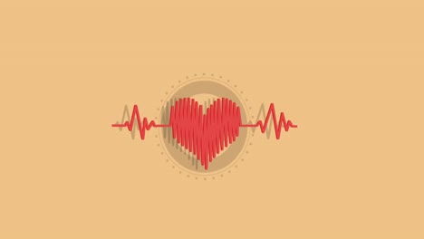 Animation-of-heart-icon-moving-on-orange-background