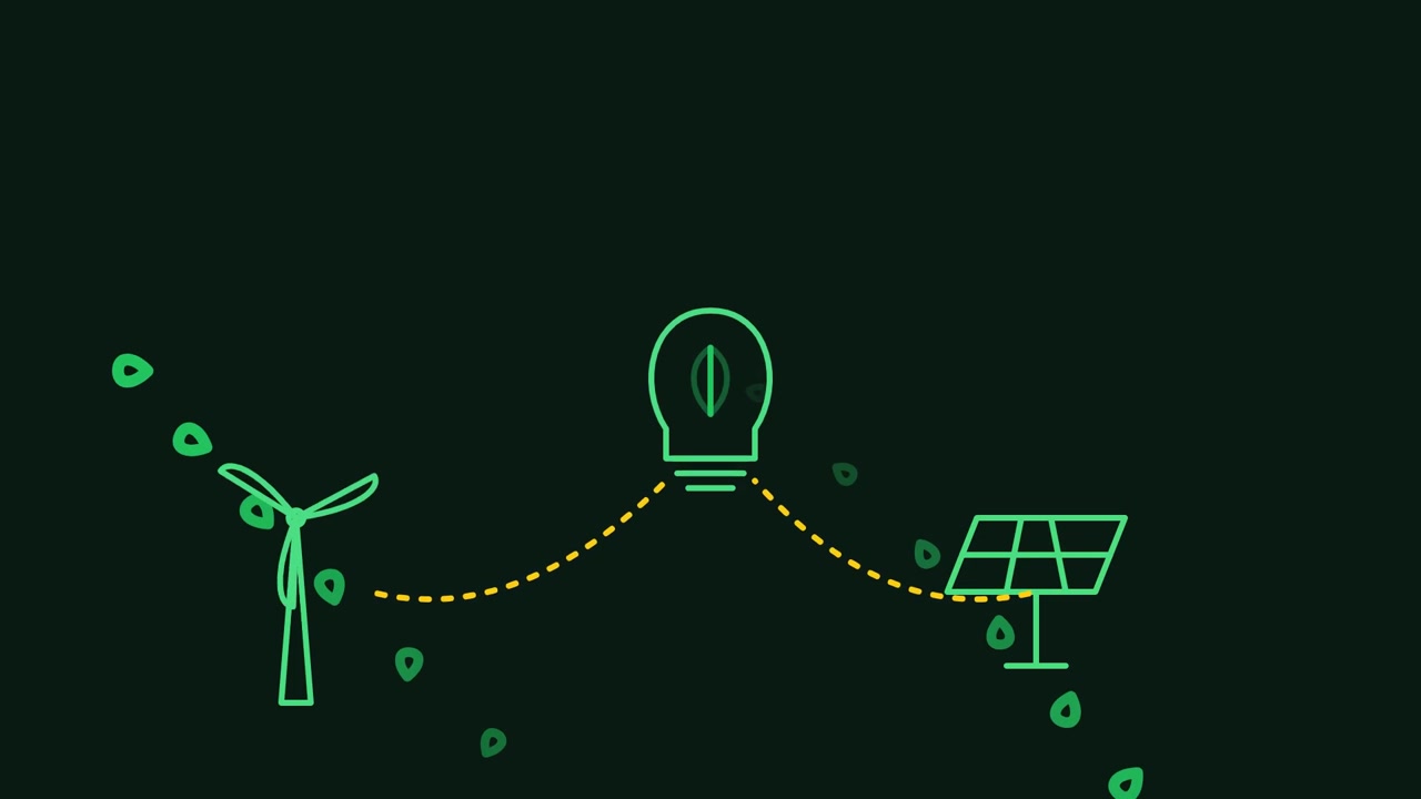 Animated Renewable Energy Concept with Wind Turbine and Solar Panel