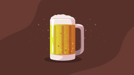 frasco de cerveza con animación de bebida de espuma