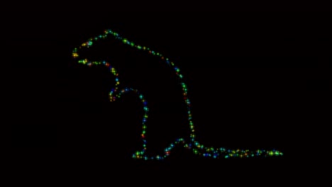 silhouette of rat is drawn with colorful lights on transparent alpha