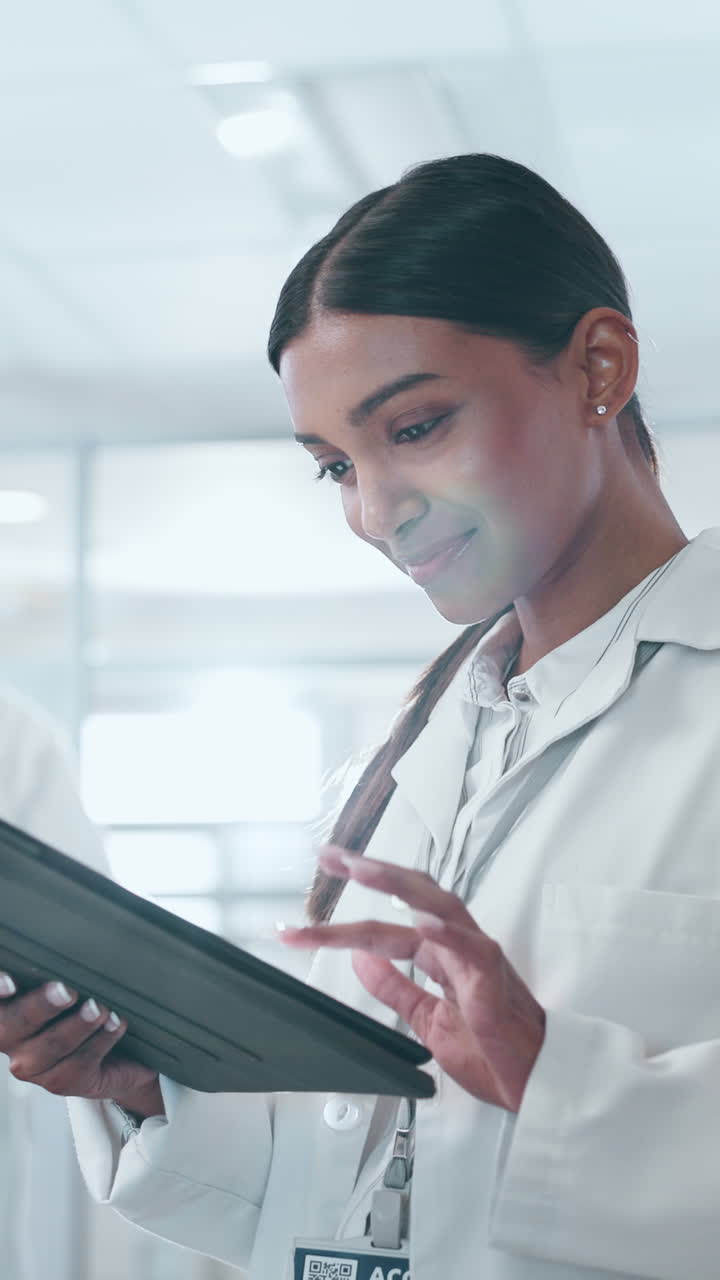 Scientist working on a tablet