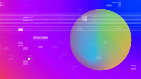 disco amarillo y azul en un fondo púrpura con animación crepitante de la tv