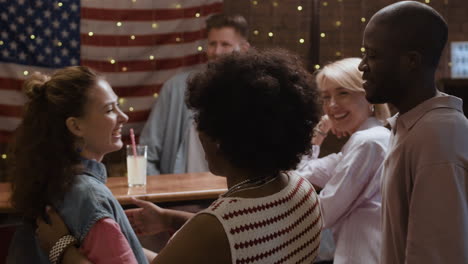 friends celebrate a holiday party