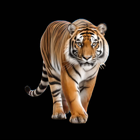 majestic tiger animation isolated asset, transparent 4k video, alpha channel, prores 4444
