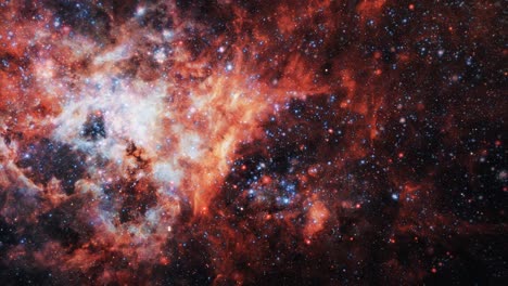 loop space flight deep space exploration travel to the tarantula nebula also known as 30 doradus, h ii region in the large magellanic cloud. 4k 3d looping space exploration. furnished by nasa image.