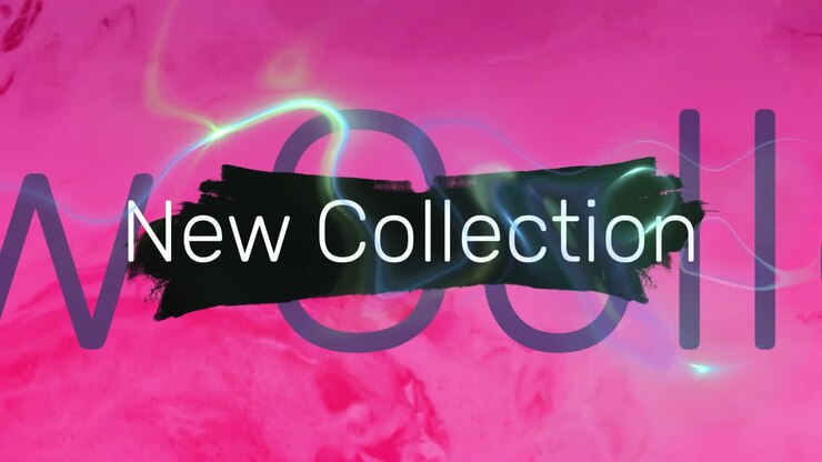 Animation of new collection text over glowing energy on pink background