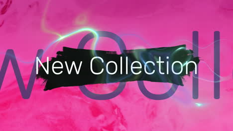 animation of new collection text over glowing energy on pink background