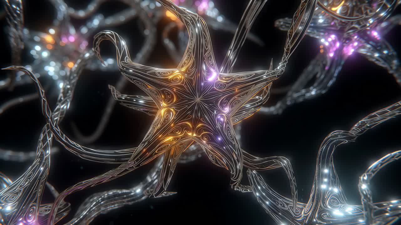 Abstract glowing neural network depiction