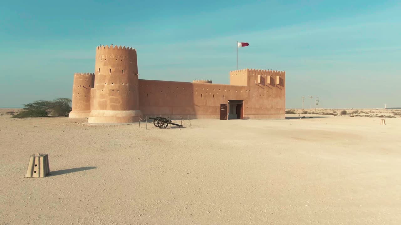 fuerte de zubara en el desierto de qatar - drone shot-12