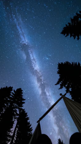 milky way view from a hammock