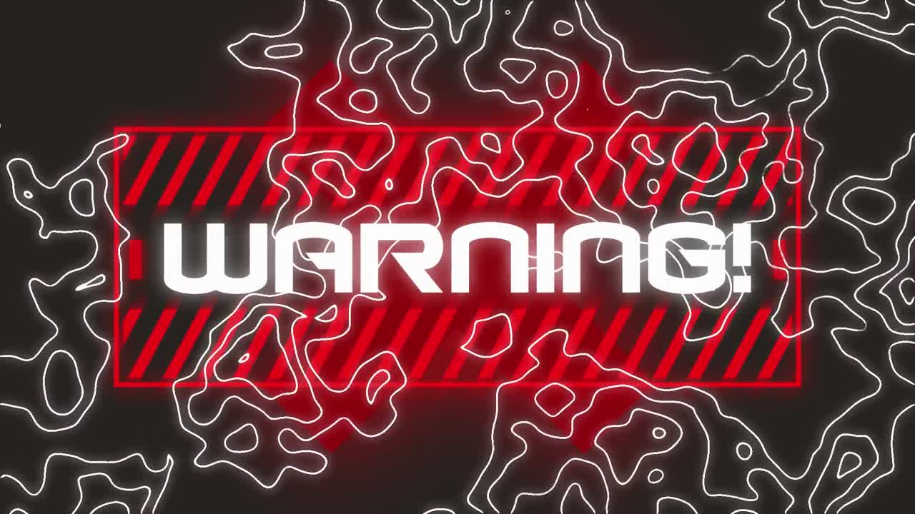 animación del texto de advertencia de covid 19 sobre un fondo negro