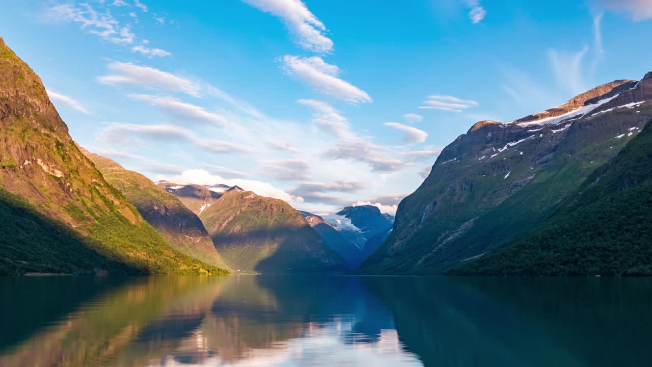 el lago lovatnet es una naturaleza hermosa noruega timelapse.