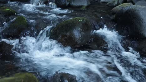 Rain-falls-into-a-puddle,-creating-fascinating-patterns-of-ripples-and-splashes